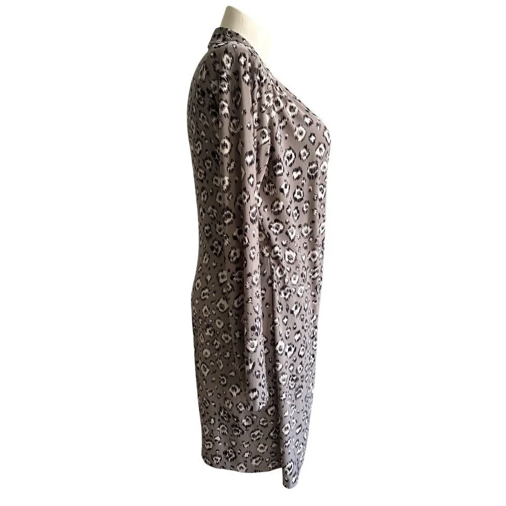 Norma Kamali Womens Leopard Print Long Sleeve Faux Wrap Dress XXL